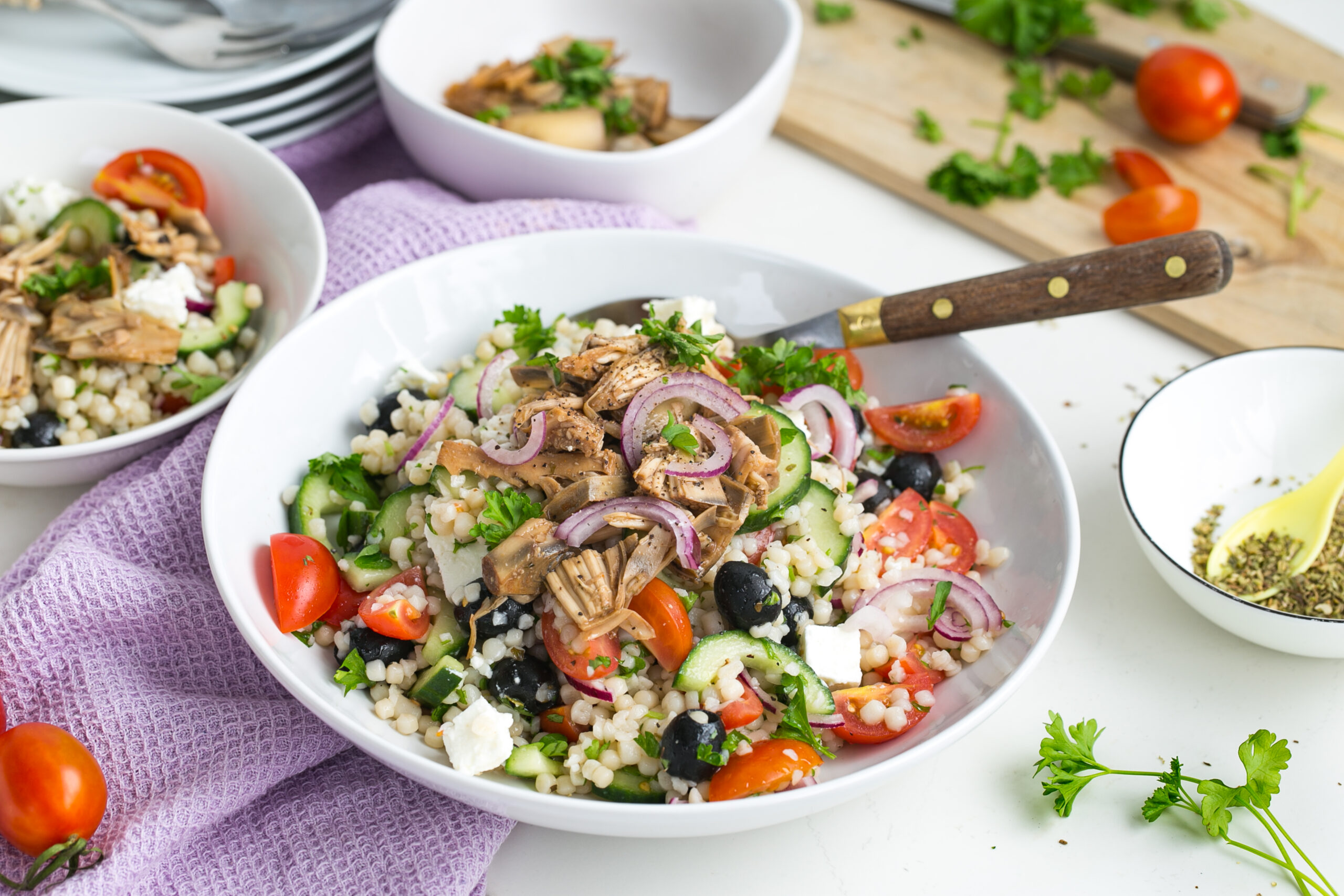 Parelcouscous salade met jackfruit